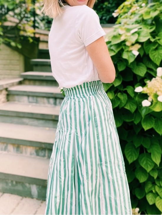 Buru Dresses & Skirts - Striped Green and White Maxi Skirt - Women's- Buru